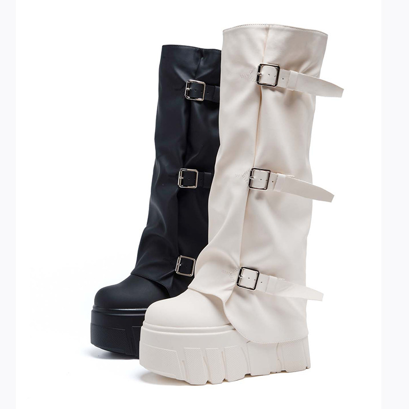 Riding Boot Short - 14cm 힐 니하이 부츠 플랫폼 웨지