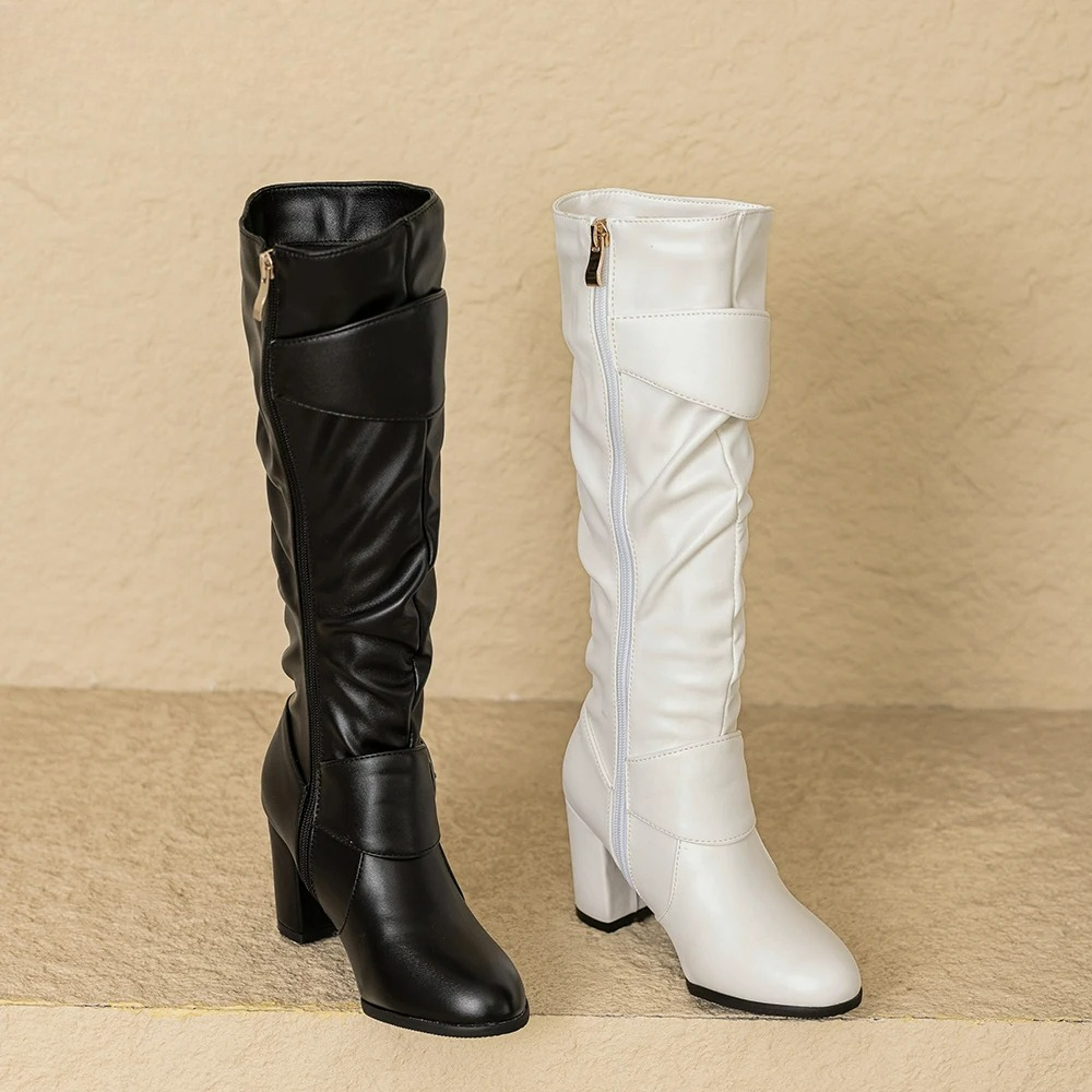 Riding Boot Short - 새로운 겨울 달콤한 블랙 화이트 여성