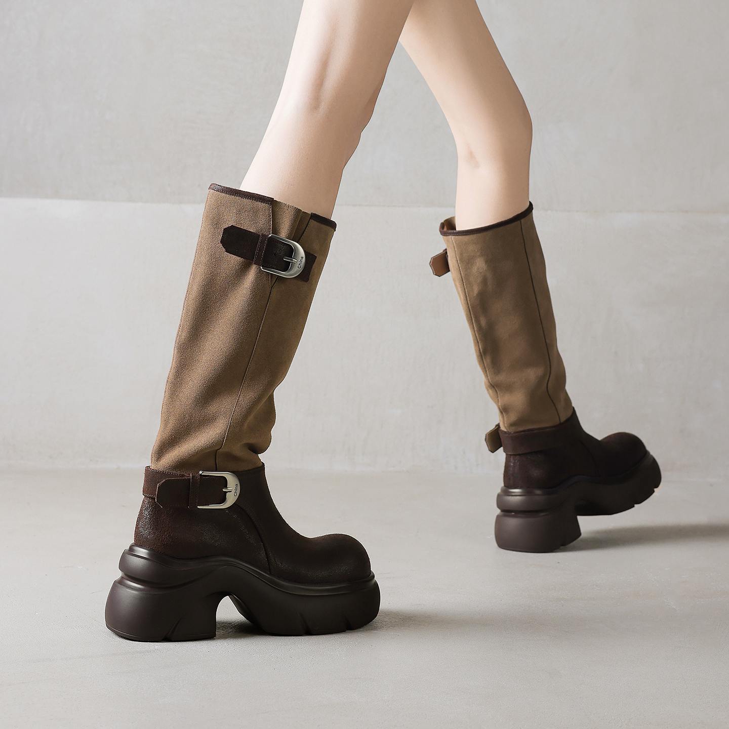 ZORSSAR 소가죽 누벅 라운드 토 두꺼운 바닥 플랫 - Riding Boot Short 리뷰 및 가격