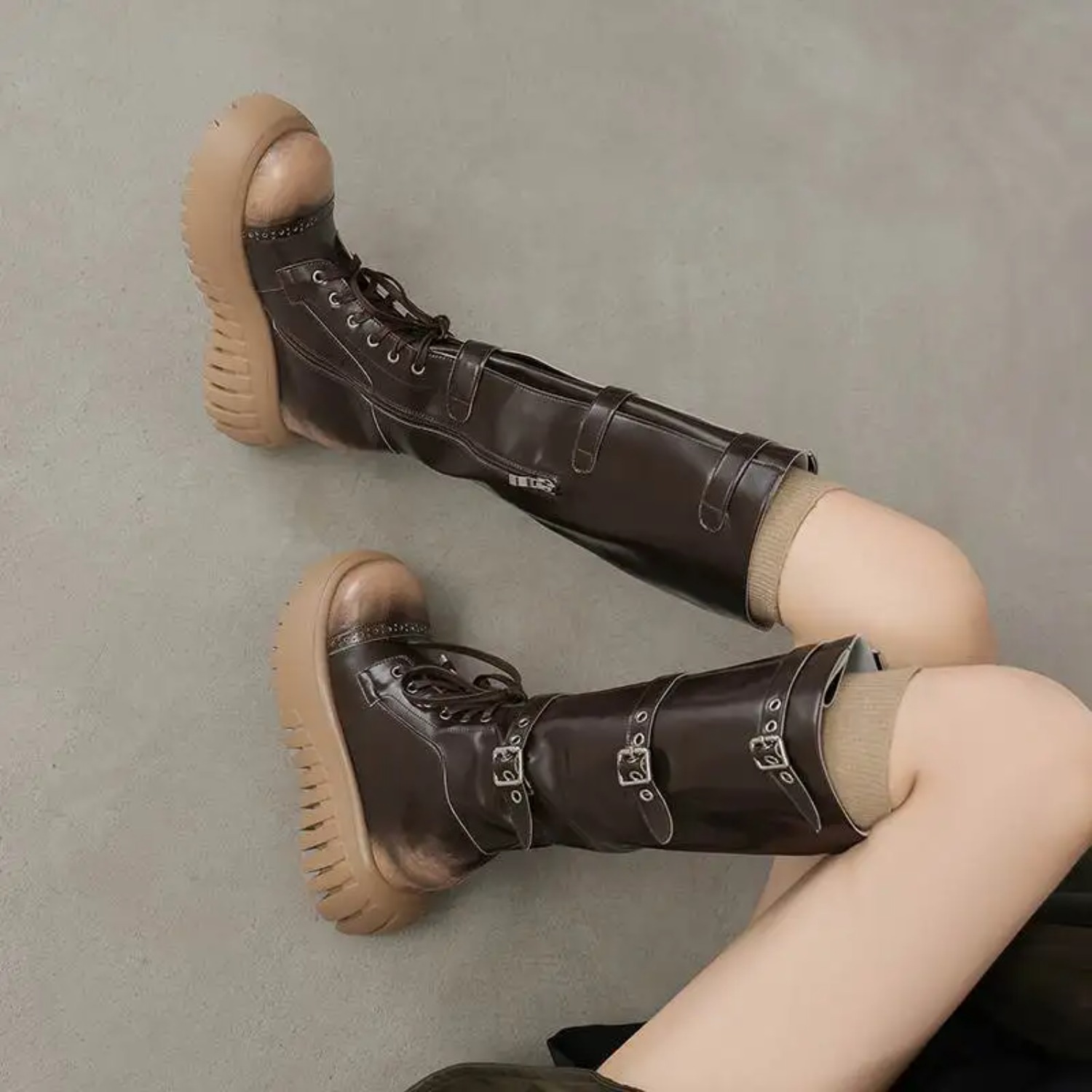 2027 소가죽 스플릿 스킨 라운드 토 두꺼운 밑창 지 - Riding Boot Short 리뷰 및 가격