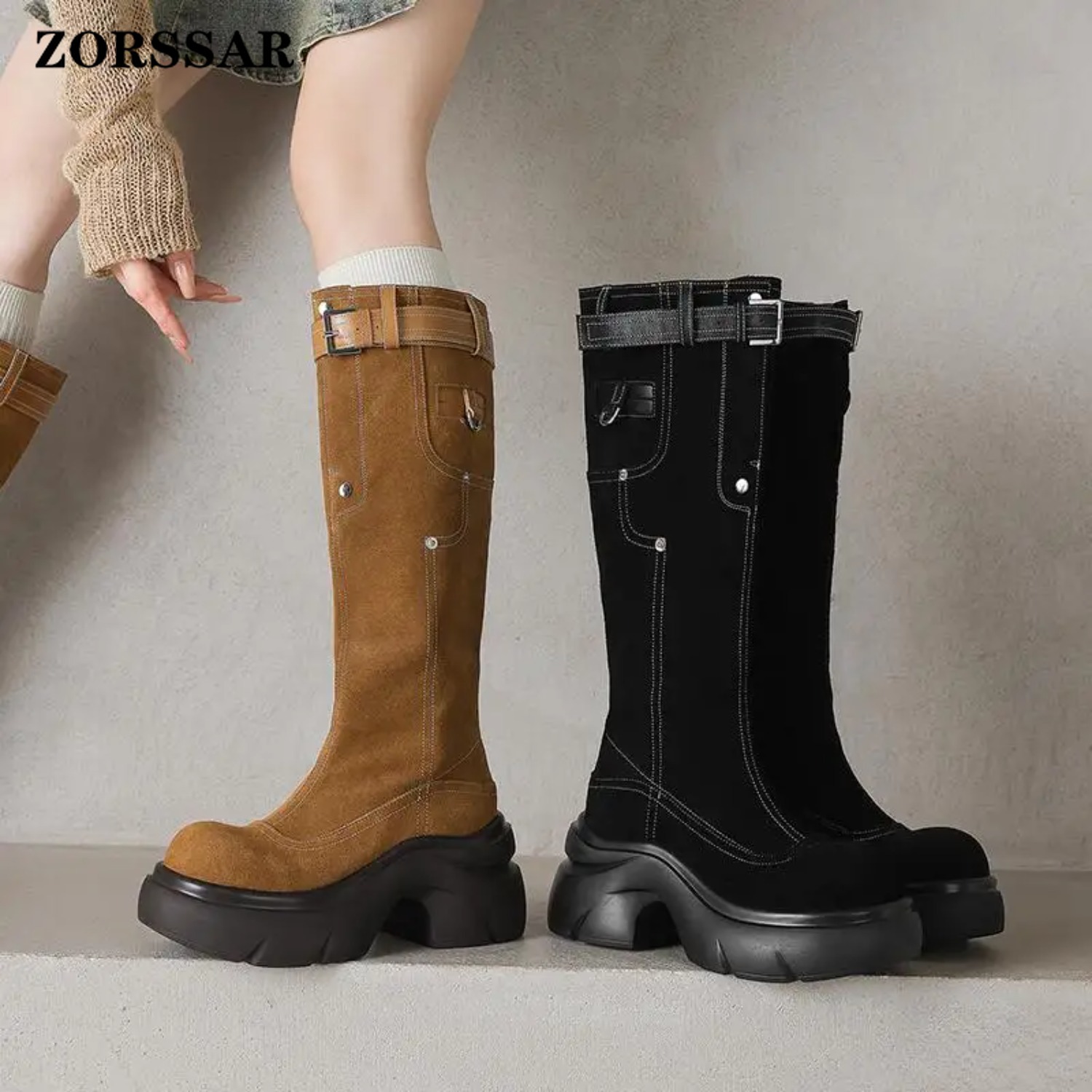 ZORSSAR 소가죽 누벅 라운드 토 두꺼운 밑창 레오 - Riding Boot Short 리뷰 및 가격