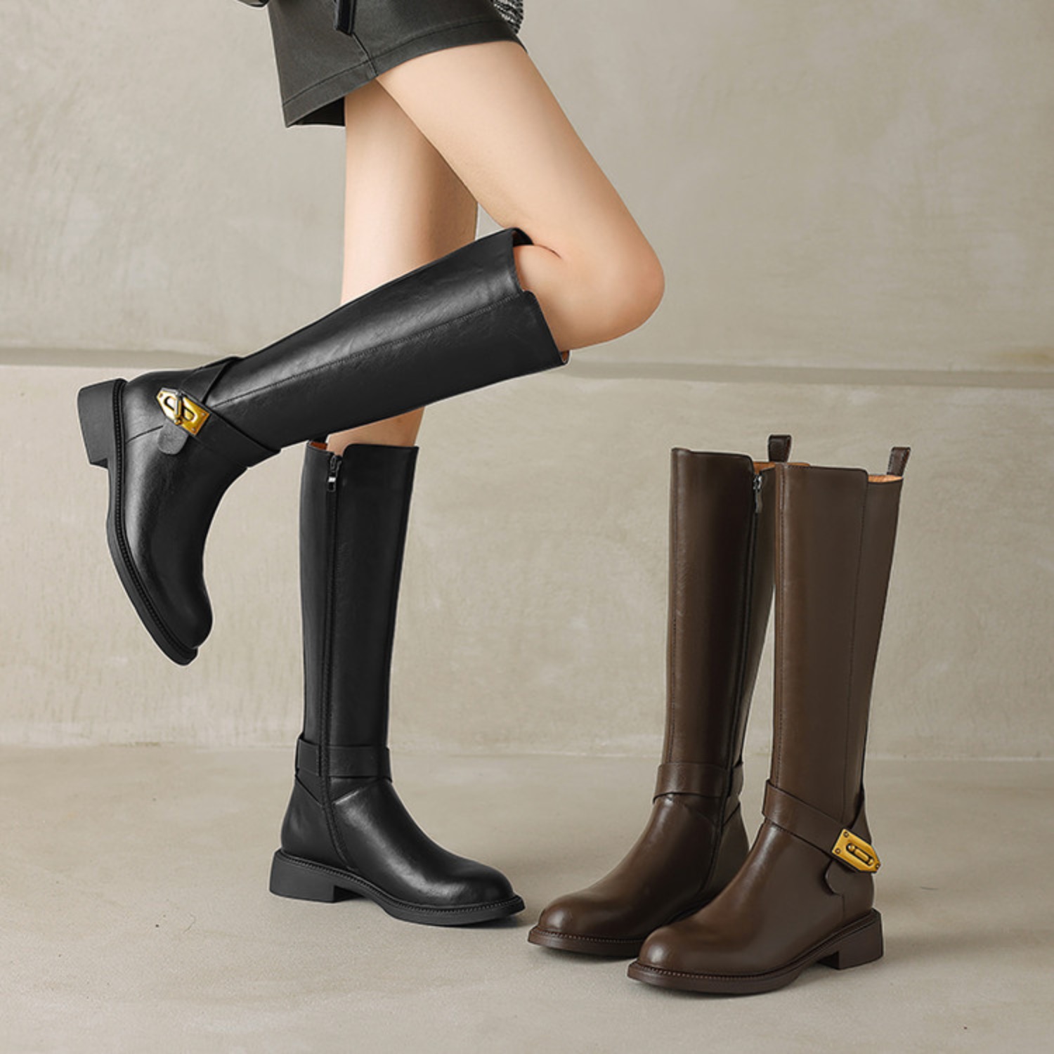 Zorssar 소가죽 청키 메드 힐 레트로 라이딩 부츠 - Riding Boot Short 리뷰 및 가격