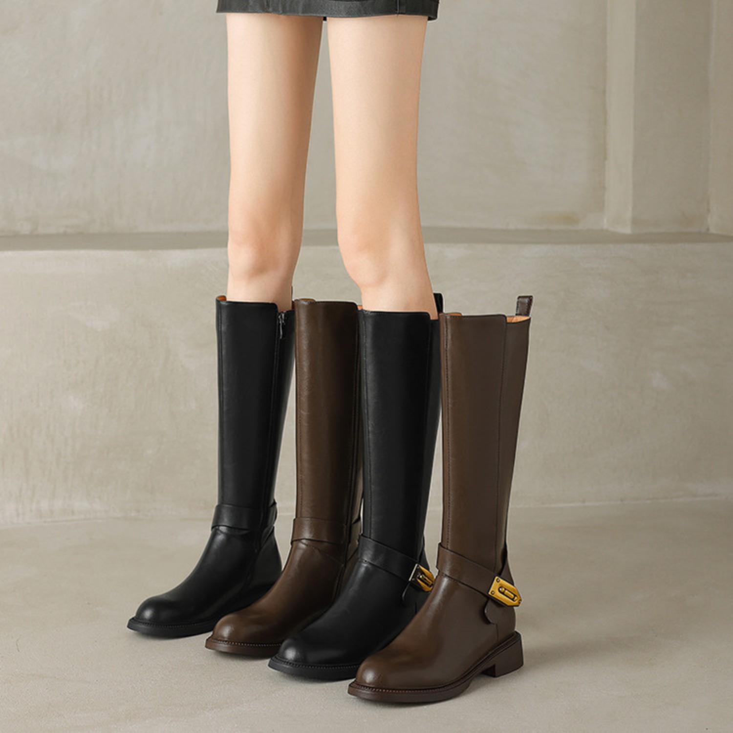 Zorssar 소가죽 청키 메드 힐 레트로 라이딩 부츠 - Riding Boot Short 리뷰 및 가격